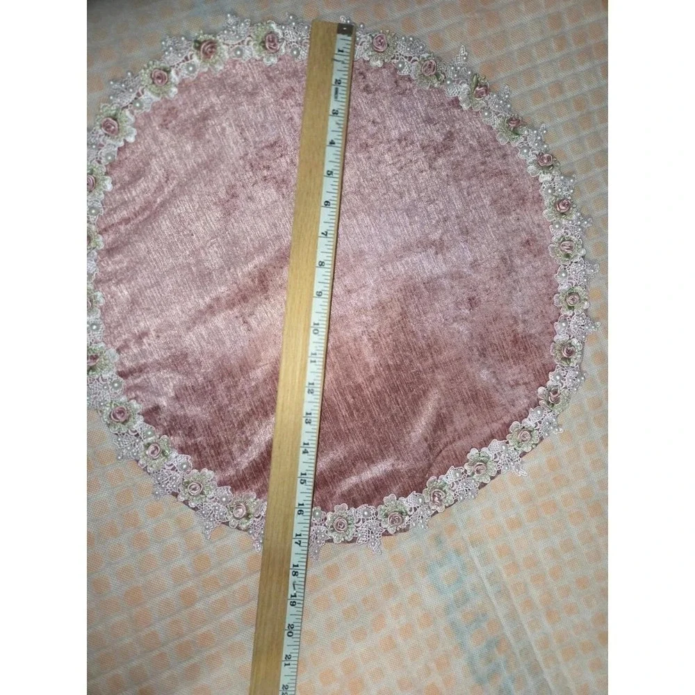 Table Mat Home 17in Pink Coquette Shabby Chic Victorian Velvet